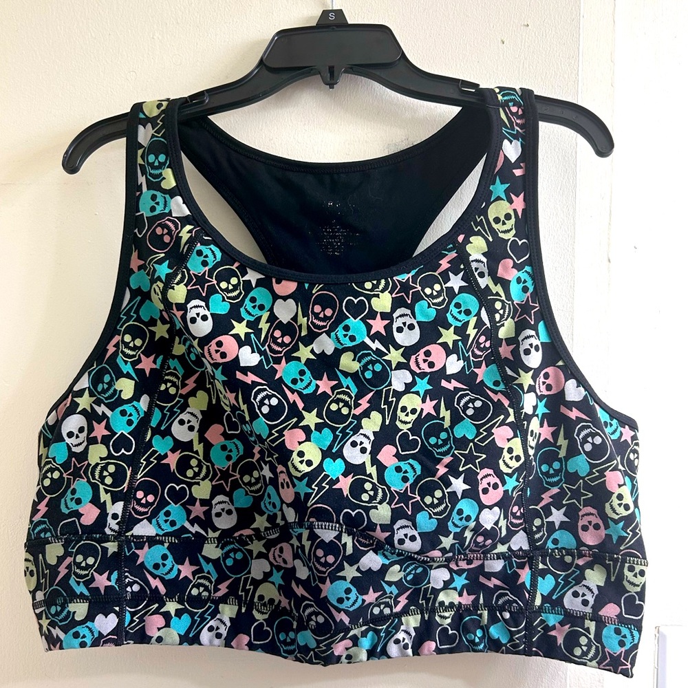 3XL Torrid Black and multi-coloured skull sports bra